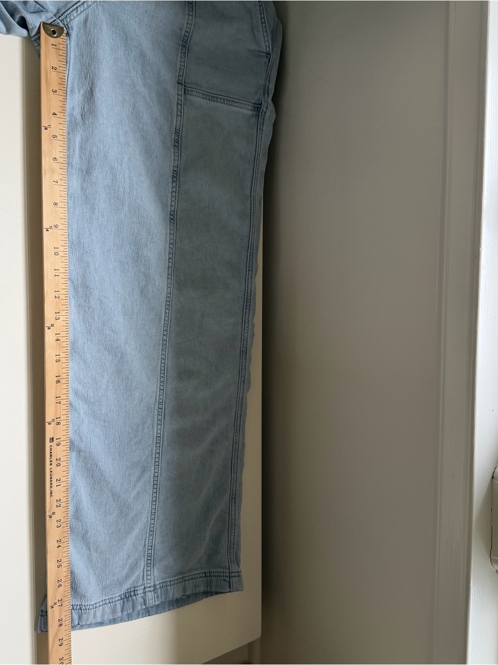 Aerie Pants Me-Day Tie Waist Pant Cotton Denim Light Wash Size Medium - Picture 7 of 10